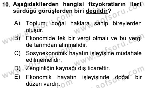 Kamu Ekonomisi 1 Dersi Ara Sınavı Deneme Sınav Soruları 10. Soru