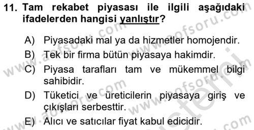 Kamu Ekonomisi 1 Dersi Ara Sınavı Deneme Sınav Soruları 11. Soru