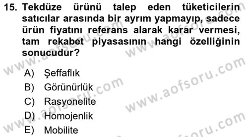 Kamu Ekonomisi 1 Dersi 2024 - 2025 Yılı (Final) Dönem Sonu Sınav Soruları 15. Soru