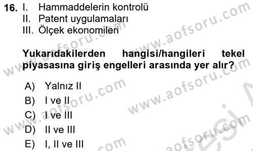 Kamu Ekonomisi 1 Dersi 2024 - 2025 Yılı (Final) Dönem Sonu Sınav Soruları 16. Soru