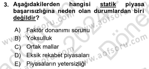 Kamu Ekonomisi 1 Dersi 2024 - 2025 Yılı (Final) Dönem Sonu Sınav Soruları 3. Soru