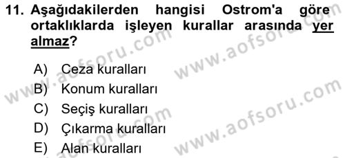 Kamu Ekonomisi 1 Dersi 2024 - 2025 Yılı Yaz Okulu Sınav Soruları 11. Soru