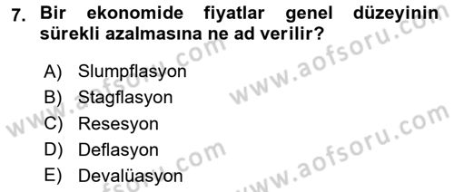 Kamu Ekonomisi 1 Dersi 2024 - 2025 Yılı Yaz Okulu Sınav Soruları 7. Soru