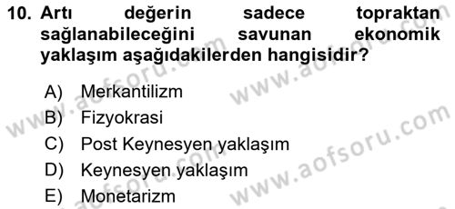 Kamu Ekonomisi 1 Dersi 2025 - 2026 Yılı (Vize) Ara Sınav Soruları 10. Soru