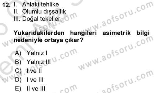 Kamu Ekonomisi 1 Dersi 2025 - 2026 Yılı (Vize) Ara Sınav Soruları 12. Soru