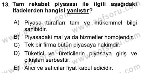 Kamu Ekonomisi 1 Dersi 2025 - 2026 Yılı (Vize) Ara Sınav Soruları 13. Soru