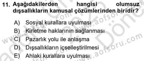 Kamu Ekonomisi 1 Dersi 2025 - 2026 Yılı (Final) Dönem Sonu Sınav Soruları 11. Soru