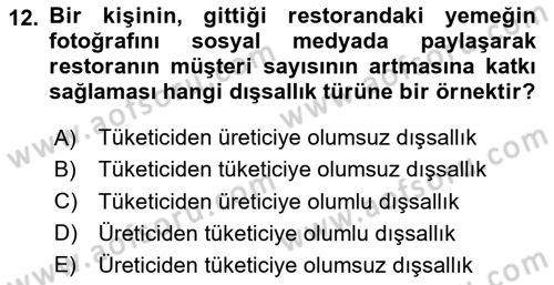 Kamu Ekonomisi 1 Dersi 2025 - 2026 Yılı (Final) Dönem Sonu Sınav Soruları 12. Soru