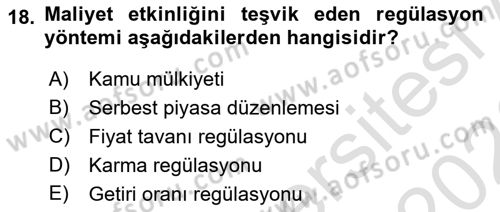 Kamu Ekonomisi 1 Dersi 2025 - 2026 Yılı (Final) Dönem Sonu Sınav Soruları 18. Soru