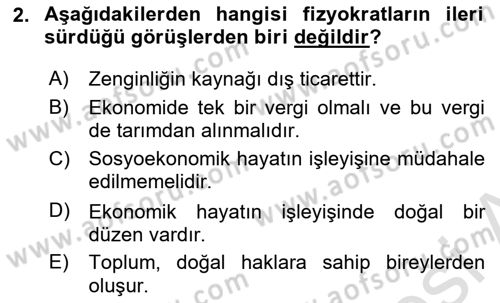 Kamu Ekonomisi 1 Dersi 2025 - 2026 Yılı (Final) Dönem Sonu Sınav Soruları 2. Soru