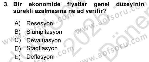 Kamu Ekonomisi 1 Dersi 2025 - 2026 Yılı (Final) Dönem Sonu Sınav Soruları 3. Soru