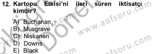 Kamu Ekonomisi 2 Dersi 2012 - 2013 Yılı (Vize) Ara Sınav Soruları 12. Soru
