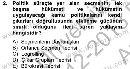 Kamu Ekonomisi 2 Dersi 2012 - 2013 Yılı (Vize) Ara Sınav Soruları 2. Soru