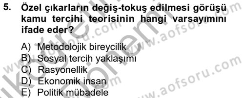 Kamu Ekonomisi 2 Dersi 2012 - 2013 Yılı (Vize) Ara Sınav Soruları 5. Soru