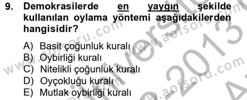 Kamu Ekonomisi 2 Dersi 2012 - 2013 Yılı (Vize) Ara Sınav Soruları 9. Soru