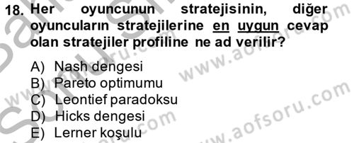 Kamu Ekonomisi 2 Dersi 2012 - 2013 Yılı (Final) Dönem Sonu Sınav Soruları 18. Soru