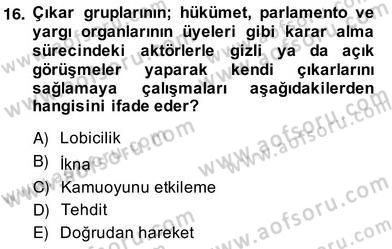 Kamu Ekonomisi 2 Dersi 2013 - 2014 Yılı (Vize) Ara Sınavı 16. Soru