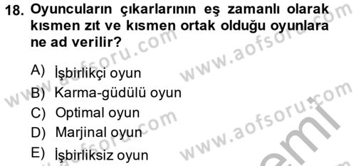 Kamu Ekonomisi 2 Dersi 2013 - 2014 Yılı (Final) Dönem Sonu Sınav Soruları 18. Soru