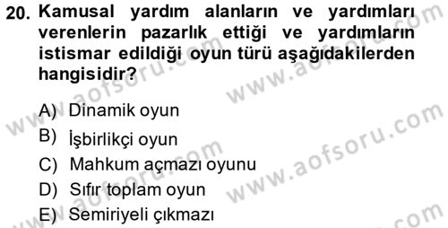 Kamu Ekonomisi 2 Dersi 2013 - 2014 Yılı (Final) Dönem Sonu Sınav Soruları 20. Soru