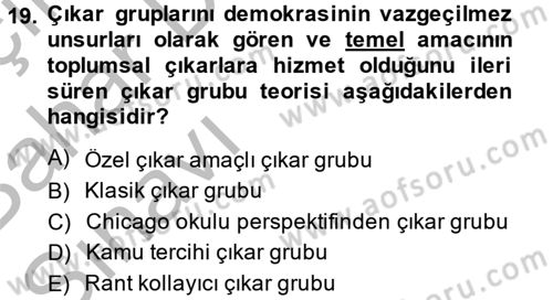 Kamu Ekonomisi 2 Dersi 2014 - 2015 Yılı (Vize) Ara Sınav Soruları 19. Soru