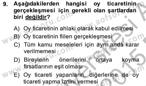 Kamu Ekonomisi 2 Dersi 2014 - 2015 Yılı (Vize) Ara Sınav Soruları 9. Soru