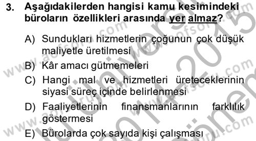 Kamu Ekonomisi 2 Dersi 2014 - 2015 Yılı (Final) Dönem Sonu Sınav Soruları 3. Soru