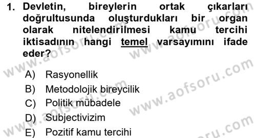 Kamu Ekonomisi 2 Dersi 2015 - 2016 Yılı (Vize) Ara Sınav Soruları 1. Soru