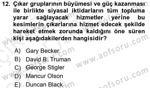 Kamu Ekonomisi 2 Dersi 2015 - 2016 Yılı (Vize) Ara Sınav Soruları 12. Soru
