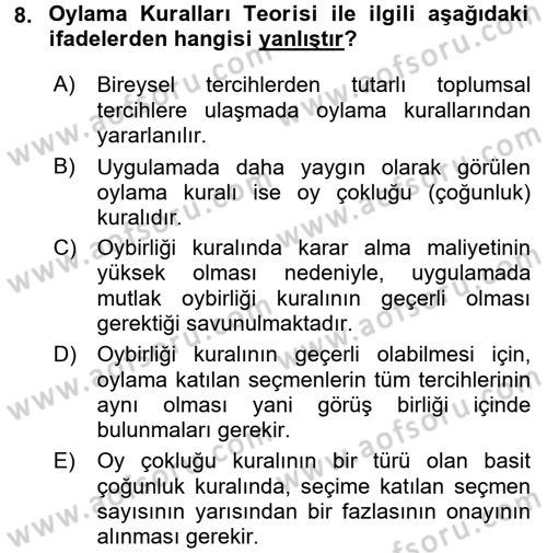 Kamu Ekonomisi 2 Dersi 2015 - 2016 Yılı (Vize) Ara Sınav Soruları 8. Soru