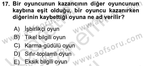 Kamu Ekonomisi 2 Dersi 2015 - 2016 Yılı (Final) Dönem Sonu Sınav Soruları 17. Soru