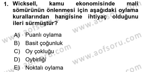 Kamu Ekonomisi 2 Dersi 2016 - 2017 Yılı 3 Ders Sınav Soruları 1. Soru