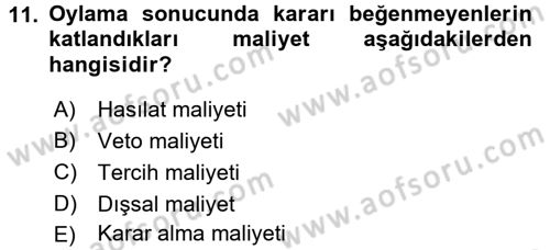 Kamu Ekonomisi 2 Dersi 2016 - 2017 Yılı 3 Ders Sınav Soruları 11. Soru