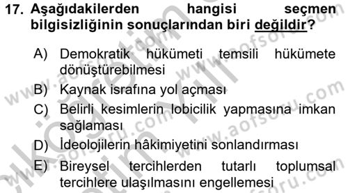 Kamu Ekonomisi 2 Dersi 2016 - 2017 Yılı 3 Ders Sınav Soruları 17. Soru