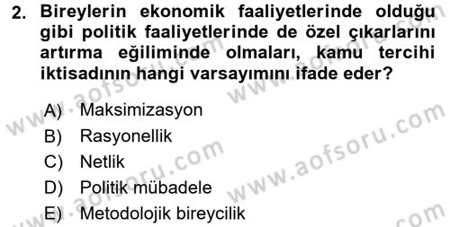 Kamu Ekonomisi 2 Dersi 2016 - 2017 Yılı 3 Ders Sınav Soruları 2. Soru