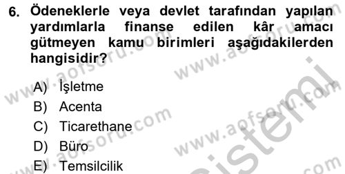Kamu Ekonomisi 2 Dersi 2016 - 2017 Yılı 3 Ders Sınav Soruları 6. Soru