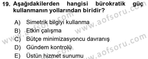 Kamu Ekonomisi 2 Dersi 2016 - 2017 Yılı (Vize) Ara Sınav Soruları 19. Soru
