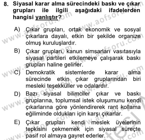 Kamu Ekonomisi 2 Dersi 2016 - 2017 Yılı (Vize) Ara Sınavı 8. Soru