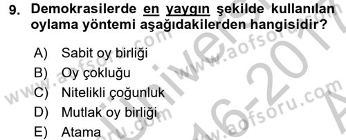 Kamu Ekonomisi 2 Dersi 2016 - 2017 Yılı (Vize) Ara Sınav Soruları 9. Soru