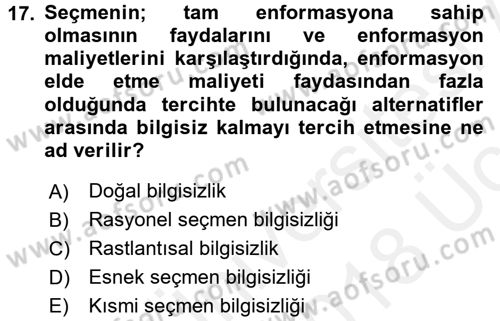 Kamu Ekonomisi 2 Dersi 2017 - 2018 Yılı 3 Ders Sınav Soruları 17. Soru