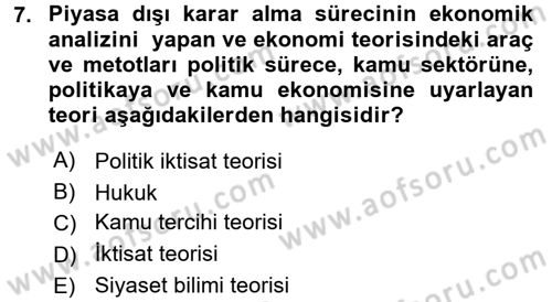 Kamu Ekonomisi 2 Dersi 2017 - 2018 Yılı 3 Ders Sınav Soruları 7. Soru