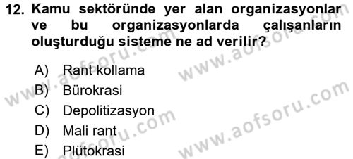 Kamu Ekonomisi 2 Dersi 2017 - 2018 Yılı (Vize) Ara Sınav Soruları 12. Soru