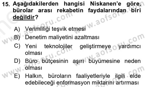 Kamu Ekonomisi 2 Dersi 2017 - 2018 Yılı (Vize) Ara Sınavı 15. Soru