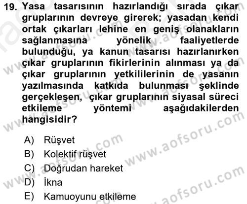 Kamu Ekonomisi 2 Dersi 2017 - 2018 Yılı (Vize) Ara Sınavı 19. Soru