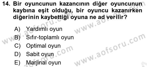 Kamu Ekonomisi 2 Dersi 2017 - 2018 Yılı (Final) Dönem Sonu Sınav Soruları 14. Soru