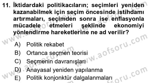 Kamu Ekonomisi 2 Dersi 2018 - 2019 Yılı 3 Ders Sınav Soruları 11. Soru
