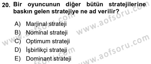 Kamu Ekonomisi 2 Dersi 2018 - 2019 Yılı 3 Ders Sınav Soruları 20. Soru