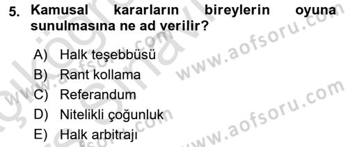 Kamu Ekonomisi 2 Dersi 2018 - 2019 Yılı 3 Ders Sınav Soruları 5. Soru