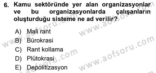 Kamu Ekonomisi 2 Dersi 2018 - 2019 Yılı 3 Ders Sınav Soruları 6. Soru