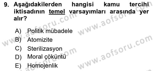 Kamu Ekonomisi 2 Dersi 2018 - 2019 Yılı 3 Ders Sınav Soruları 9. Soru