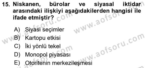 Kamu Ekonomisi 2 Dersi 2018 - 2019 Yılı (Vize) Ara Sınav Soruları 15. Soru